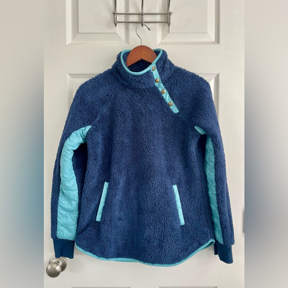 Women’s Southern Tide Navy and Aqua Cowl Neck Sweater